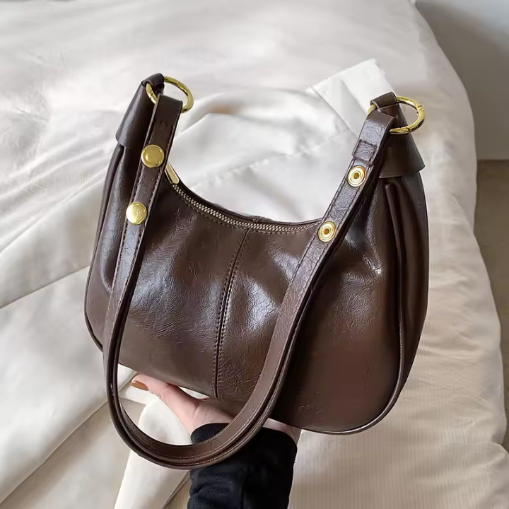 Bolso De Hombro Para Mujer De Color Sólido Versátil Bolso Cruzado Moda Bolsa De Armpit Que Puede Contener Teléfono Móvil - 1