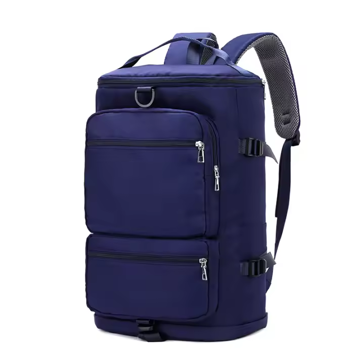 Bolsa de fitness, Bolsa de viaje Ligera y portátil para entrenamiento Deportivo para Mujer, Bolsa de Natacion para yoga con separación en seco y húmedo, mochila para hombres, Azul Marino - 1
