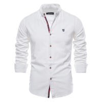 Camisa delgada de primavera y verano, camisa de manga larga de color sólido de negocios de moda para hombres de estilo japonés informal de algodón y lino para hombres (talla de EE. UU.) - details 1