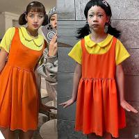 Calamar juego Robot muñeca chica traje para niños Juego rojo luz verde luz amarilla Cosplay Lisa Halloween vestir mujeres - details 1