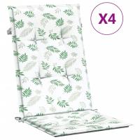 vidaXL Cojines para sillas con respaldo alto 4 uds tela 120 x 50 x 3 cm Color Rojo vino tinto,  Estampado de hojas,  Azul y blanco y mas Cojín Decorativo de Asiento Cojines de muebles de salon - details 4