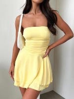 Vestido Corto Elegante De Verano Para Mujer Color Sólido Con Falda De Postre Ajustado Y Elegante Para Trabajo Y Noche - details 22