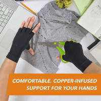 GOBYGO Guantes De Fitness Antideslizantes Mitad De Dedo Fibra De Cobre Compresión Para Enfermería Deporte Al Aire Libre Conducción Ciclismo Pesca Talla S/M/L/XL Negro - details 8