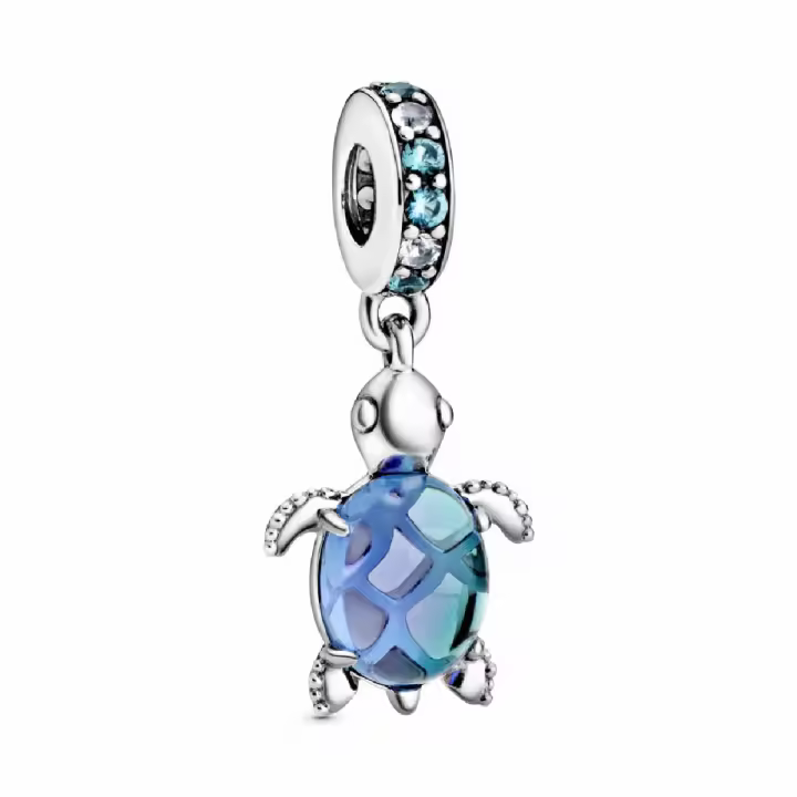 Charm Colgante Pandora Tortuga Marina Cristal Murano Azul - 1