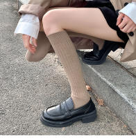 Medias Largas De Mujer En Color Sólido Estilo Preppy Japonesa Moda Dulce Medias De Algodón Y Poliéster Con Elástico Para Otoño E Invierno - details 5
