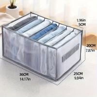 Organizador De Armario Espacioso Con 7 Compartimentos Y Manija Durable Y Lavable Para Almacenamiento De Jeans Y Camisetas Color Gris - details 0