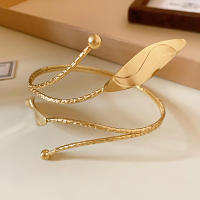 Pulseras De Brazo Superior De Hojas Y Flores De Metal Ajustables Para Mujer Joyería De Mano Accesorios De Regalo Con Salida Hollow out - details 1