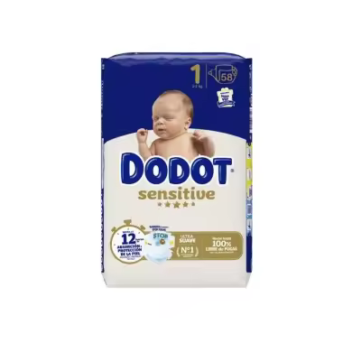 Pañales Dodot Sensitive Talla 1 (2-5 kg) 58 Unidades – Suavidad Extrema + Barrera Stop Fugas - 1