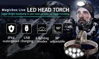Linterna Frontal LED Potente Recargable 8LED Para Pesca Camping Caza Senderismo Lámpara De Corbata Impermeable Con Modos De Iluminación Variable - details 0