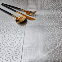 Mantel PVC, Mantel de hule, Ideal para el hogar, Cocina, Comedor, Fácil de limpiar,Apto para todas las mesas, moderna ，Plata - details 0