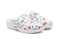TS-328 Estampado Dentista Hecho en Italia Zuecos Mujer Piel Stamapado Dentista Numeración: 35-41 Marca: BioUp Este es un zueco de plataforma para uso profesional, diseñado con un patrón alegre y colorido que incluye elementos como cápsulas - details 4