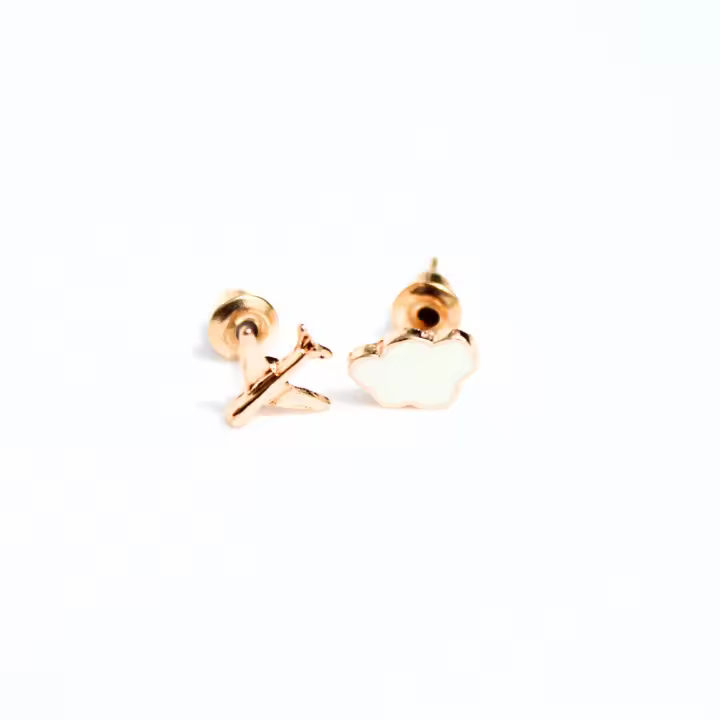 Pendientes Cielo Plata de Ley 925 - Diseño Nube y Avión - Moda Mujer - 1