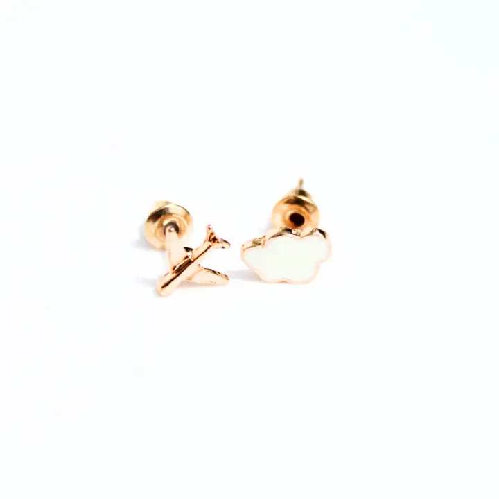 Pendientes Cielo Plata de Ley 925 - Diseño Nube y Avión - Moda Mujer - 1