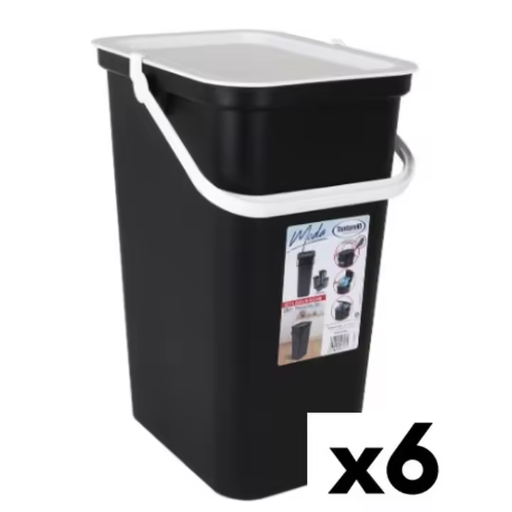 Cubo de Basura para Reciclaje Tontarelli Moda Blanco Negro 24 L (6 Unidades) - 1