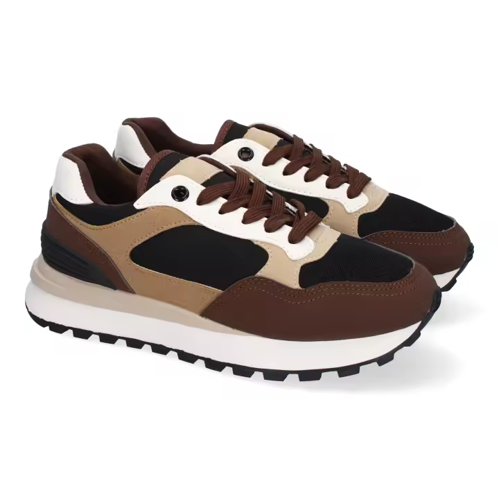 Davinia Shoes Zapatillas Planas Deportivas de Mujer Casual, Puntera Redonda y Cierre de Cordoneras, Ideales para el Dia a Dia. Shoes&Blues.es TT-56-Negro - 1