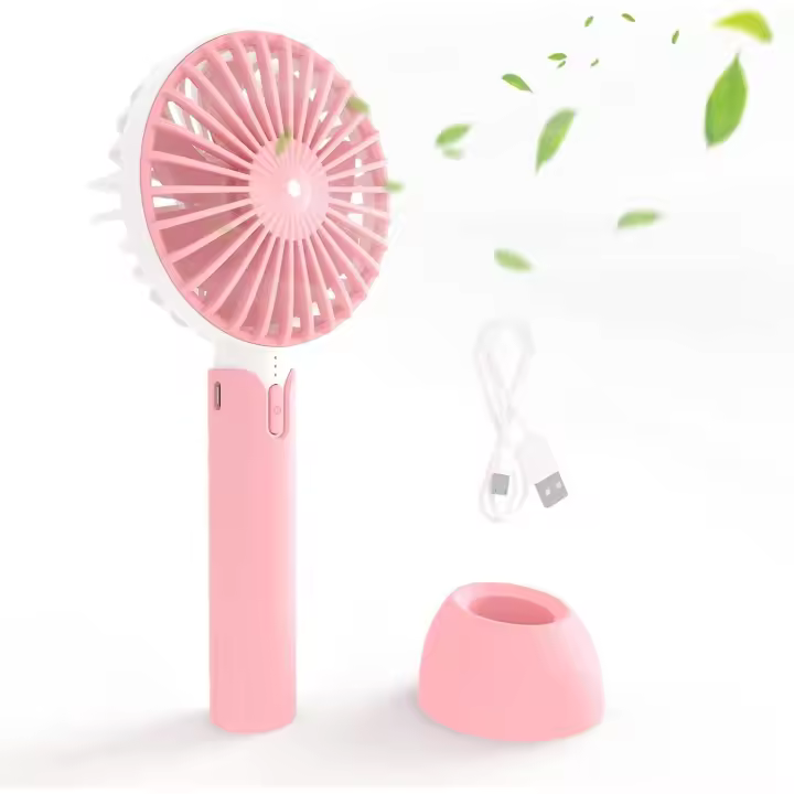 Mini Ventilador Holder Recargable USB Silencioso, 3 Velocidades, 4,5 W, 4800RPM, 5V-9V, Para Base, Ventilador de Mano Personal Pequeño, badería 18650 extraible de 2600mAh. Ideal para Oficina, Mesita de Noche - 1