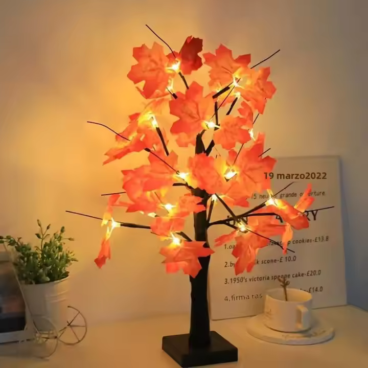 Lámpara De Árbol De Noche Con Hojas De Arce LED Para Jardín Decoración De Año Nuevo Y Halloween Iluminación USB Y Batería Simulación De Paisaje - 1