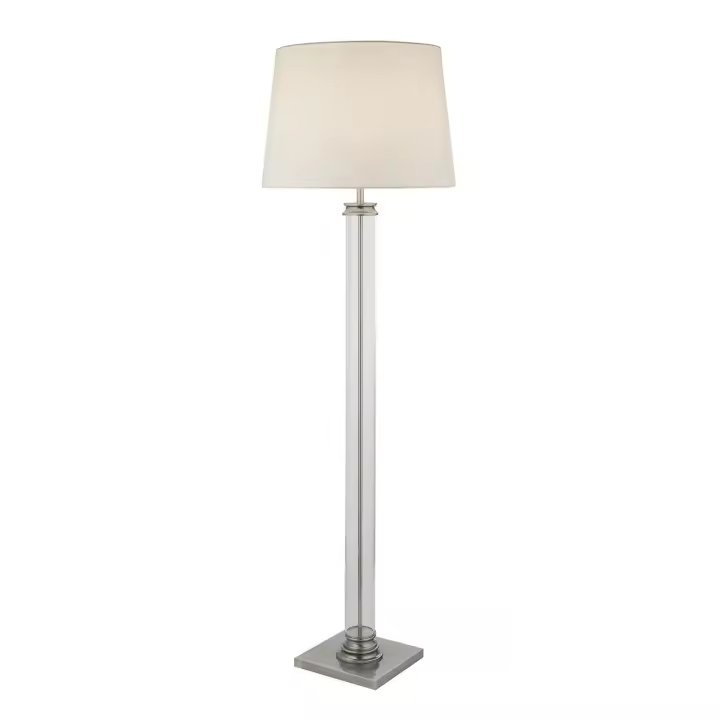 Pedestal Acero Contemporáneo Plantación Plata Vidrio Blanco 1 Luz E27 - 1