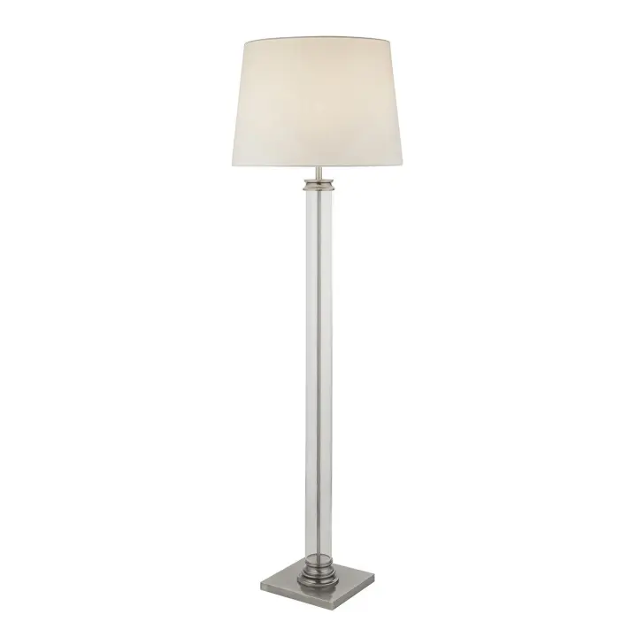 Pedestal Acero Contemporáneo Plantación Plata Vidrio Blanco 1 Luz E27 - 1