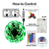 1PC Cinta LED RGB 5V Con Control Remoto De 24 Teclas Banda De Luz De Batería 2835 LED Para Decoración De Habitación Y Sala De Juegos - details 6