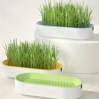 Caja De Plantación De Hierba Para Gatos Sin Semillas Caja De Semillero De Jardín Para Brotes De Semillas Set De Bandejas De Germinación De Semillas - details 0