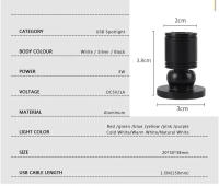 Proyectora LED USB 3W DC5V Para Joyería Armario Exhibición Luz De Pared Mini Downlight Fijación Superficial Certificación CE - details 0