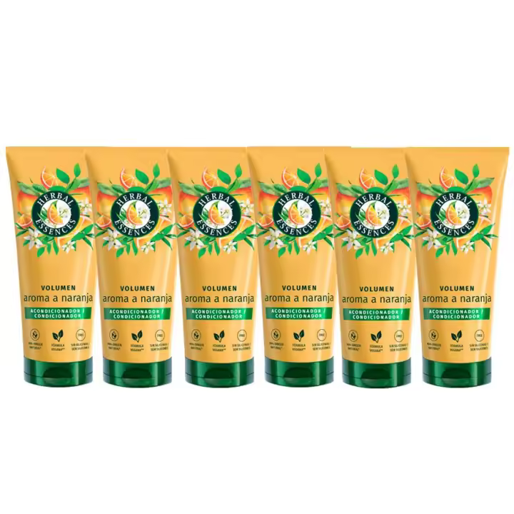 Herbal Essences Acondicionador Volumen Con Aroma A Naranja Para Pelo Fino. Da Volumen E Hidrata De La Raíz A Las Puntas. Origen Natural. Sin Siliconas. Vegano 6x250ml unidades - 1