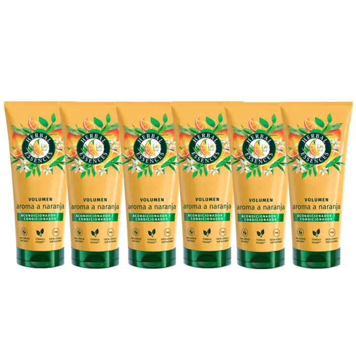 Herbal Essences Acondicionador Volumen Con Aroma A Naranja Para Pelo Fino. Da Volumen E Hidrata De La Raíz A Las Puntas. Origen Natural. Sin Siliconas. Vegano 6x250ml unidades - 1