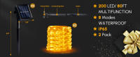 Luces De Cadena Solar Para Exterior Decoración De Navidad 300 LED Impermeables Con Hilo De Cobre Luces De Navidad Para Patio Árbol Fiesta De Halloween - details 2