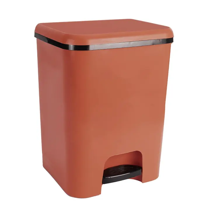 COM-FORT HOUSE  Cubo de Basura con Pedal  Capacidad de 20 litros  Cubo Reciclaje  Color Marrón teja  Limpieza Fácil - 1