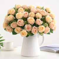 Rosa Artificial De Seda Con Ramo 1PC Flores Artificiales Para Decoración Y Bouquet De Novia 10 Cabezas De Rosas Bellas Y Realistas - details 13