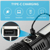 Linterna Táctica Recargable De Alta Potencia LED Torcha De Gran Alcance Con Batería Integrada Luz De Emergencia Resistente Al Choque Y Agua - details 9