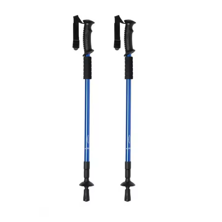 2X Bastón de Marcha Telescópico Campo Nieve Aluminio antishock Senderismo (Negro、ROJO、AZUL) - 1