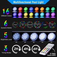 Luz Submersible Recargable IP68 Impermeable Para Piscina Con Control Remoto LED Colorido Flotante Para Baño Hot Tub - details 2
