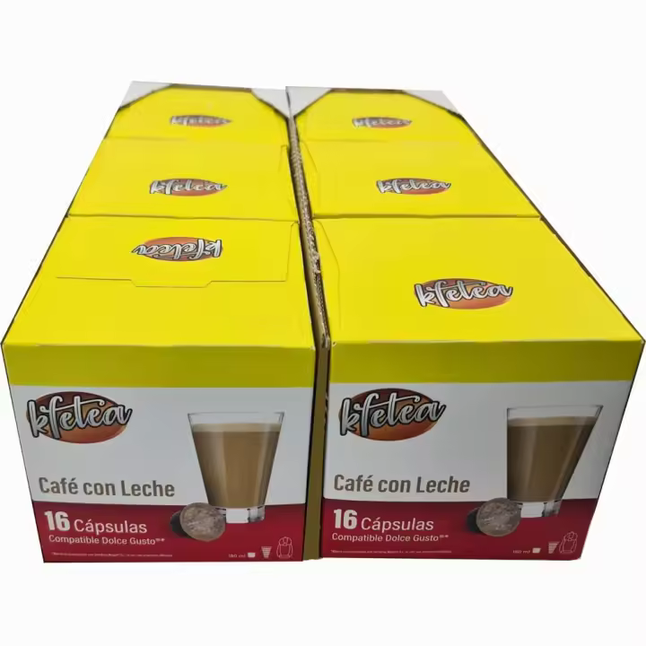 Cafe con leche Kfetea 6 cajas de 16 capsulas compatibles Dolce Gusto - 1