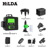 Nivel De Laser 3D HILDA Con 12 Líneas Auto-Nivelado 360 Grados Horizontal Y Vertical Rayo Verde Óptico Instrumento De Medición Potente - details 9