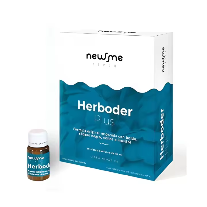 Herbora. Herboder plus 20 viales bebibles de 10ml. Línea hepática. Formula original reforzada con Boldo, Rábano  Negro, Colina e Inositol - 1