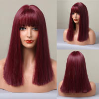 Pelucas Sintéticas De Bob Corto Para Mujer HENRY MARGU Rojo Tinto Vino Con Franja Resistente Al Calor Para Cosplay Fiesta Lolita - details 6
