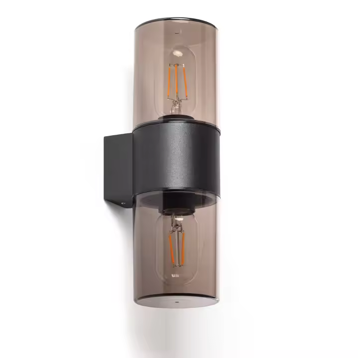 Ledkia Aplique de Pared Exterior Aluminio Dos Focos Solok Negro - 1