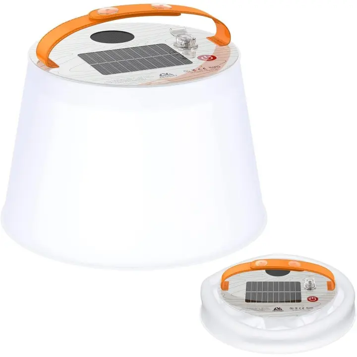 Linterna solar inflable con altavoz - Linterna solar 2 en 1 para acampar y cargador de teléfono - Lámpara solar LED impermeable IP66 para acampar y hacer senderismo - Luz de emergencia para cortes de energía, kits de supervivencia - 1