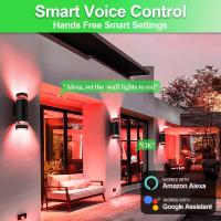 2pcs RGB Dusk to Dawn Outdoor Lighting 2 Pack, Back Porch Lights Outdoor Wall Light Fixtures WiFi App Control, 2700k-6500k Cylinder Outdoor Wall Sconce Lights Color Changing Led Garage Light - details 4