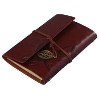 Cuaderno De Diario Lindo Con Embossado De Hojas Y Colgantes Retro Cubierta De Cuero Sintético PU Libro De Bocetos Y Notas - details 0