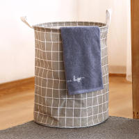 Cesta De Ropa Sucia Redonda 1pc Gran Capacidad Portátil De Algodón Para Lavandería Con Diseño Circular Ventilado Y Breathable - details 6