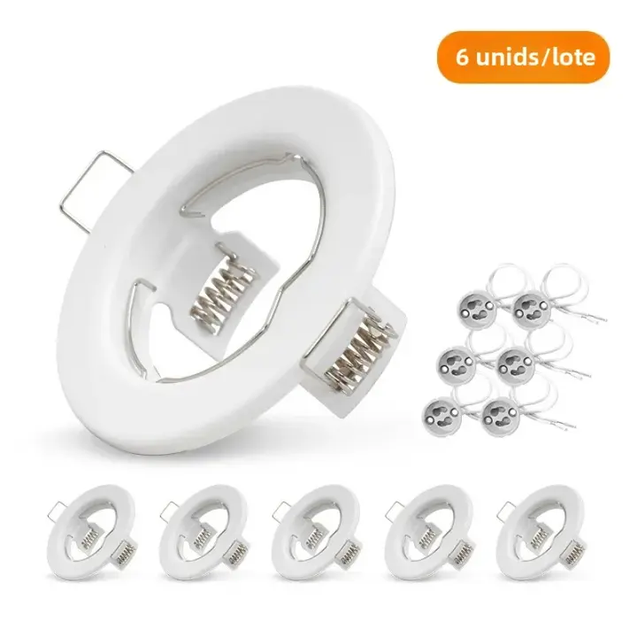 6pcs Foco LED De Techo Con Marco Recubierto De Aluminio GU10 MR16 Luz deSpot Para Fachada Blanco Instalación En Fosa - 1