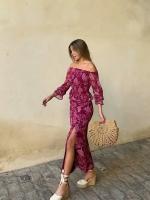 Nuevo Conjunto De Traje Impreso Para Mujer Estilo Europeo Y Americano Uno Hombro Slim Con Mangas Largas Y Slit Recto Alto - details 1