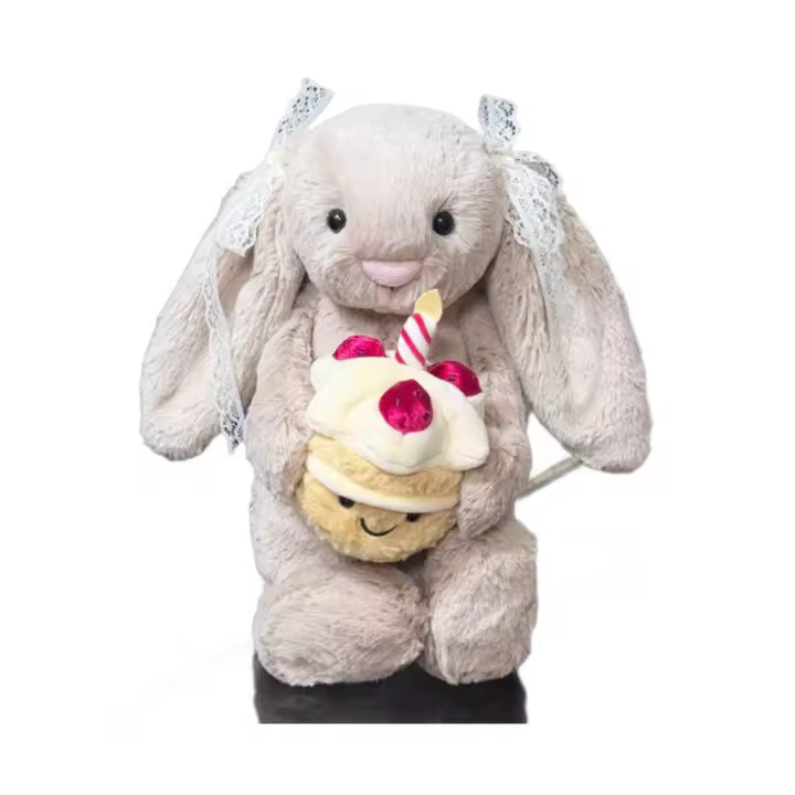 Muñeco De Peluche Jelly Cat 30cm Shy Bonnie Conejo Con Pastel De Cumpleaños Juguetes Para Mascotas Gatos Y Perros Regalo De Fiestas - 1