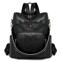 Nuevo bolso de cuero suave, gran capacidad, mochila retro europea y americana, gran capacidad, moda, color en contraste, mochila para mamá de doble propósito - details 0