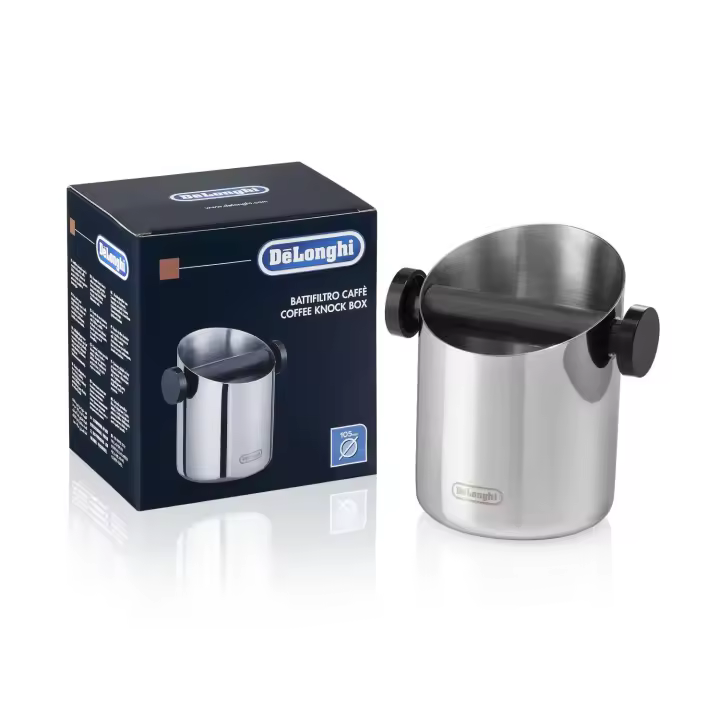Delonghi - Bote para posos de café molido. Con base de goma antideslizante, de acero inoxidable y barra de goma. Modelo DLSC059 - 1