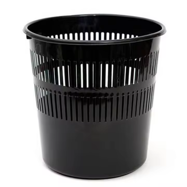 CABLEPELADO Papelera rejilla plastico, Cubo de reciclar, Cesta de basura, Papelera de plástico, Papelera escritorio, Papelera oficina, 28 cm alto x 27.5 cm diámetro, Capacidad 12 Litros, Negro - 1