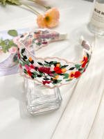 Diadema Bohemia Vintage De Punto Rosa Con Estampado Floral Ancha Para Mujeres Y Niñas Accesorio De Cabello Étnico Estilo Casual - details 26